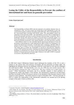 Losing the Utility of the Responsibility to Prevent: the confines of