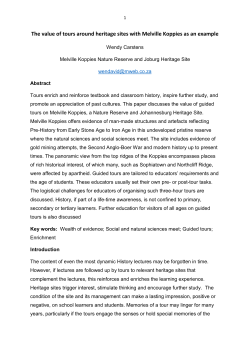 The value of tours around heritage sites with Melville Koppies as an