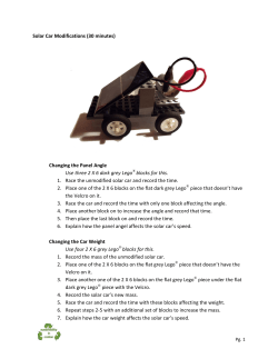 Solar Car Modifications (30 minutes) Changing the Panel Angle Use