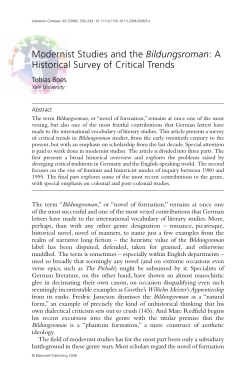 Modernist Studies and the Bildungsroman: A