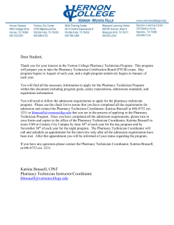 Pharmacy Technician Application Packet