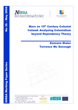 No 3 6 &ndash; M a y 2 0 0 8 Marx on 19 th Century Colonial Ireland