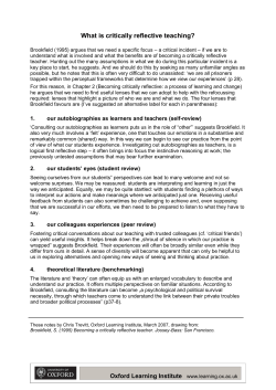 What is critically reflective teaching?