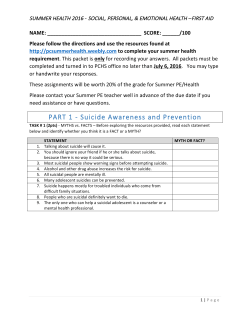PART 1 - Suicide Awareness and Prevention - PC Health