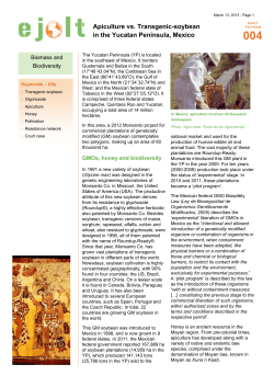 Apiculture vs. Transgenic-soybean in the Yucatan Peninsula, Mexico
