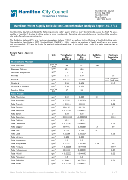 Hamilton Water Supply Reticulation Comprehensive Analysis