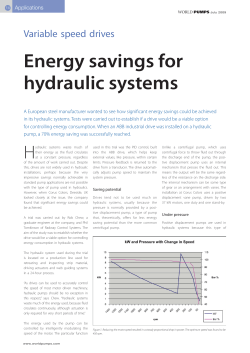 Energy savings for hydraulic systems