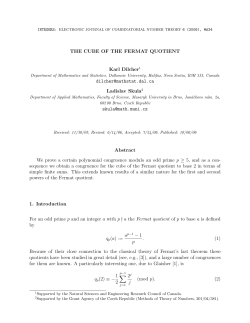 THE CUBE OF THE FERMAT QUOTIENT Karl Dilcher1 dilcher