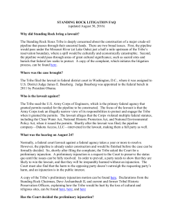 STANDING ROCK LITIGATION FAQ