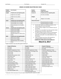 2017-18 Grade 10 Course Selection Worksheet