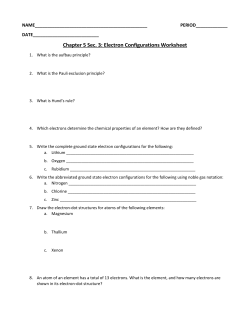 Chapter 5 Sec. 3: Electron Configurations Worksheet