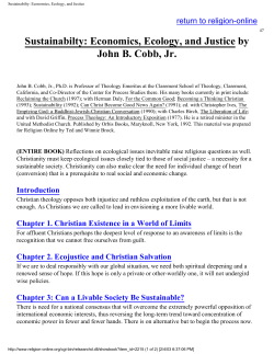 Sustainabilty: Economics, Ecology, and Justice
