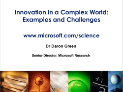 Innovation in a Complex World: Examples and Challenges www