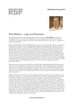 Ruth Millikan &ndash; Logic and Philosophy