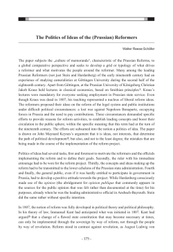 The Politics of Ideas of the (Prussian) Reformers