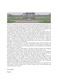 Summer Newsletter 2016 - St Peters College Wexford
