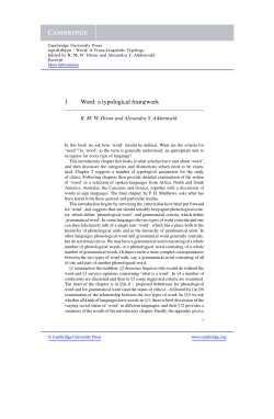 1 Word: a typological framework - Assets