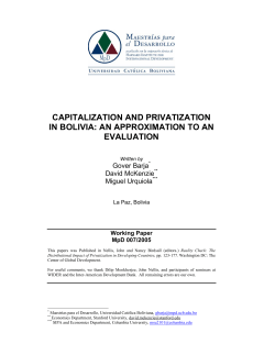 capitalization and privatization in bolivia: an approximation to
