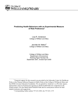 Predicting Health Behaviors with an Experimental Measure of Risk