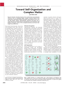 Toward Self-Organization and Complex Matter
