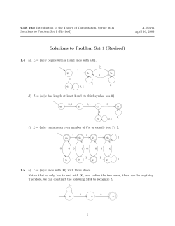 Solutions to Problem Set 1 (Revised)