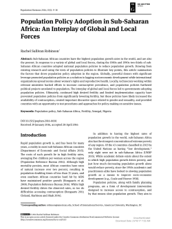 Population Policy Adoption in Sub-Saharan Africa: An Interplay of