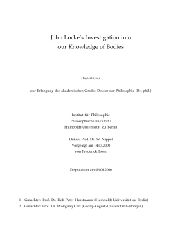 John Locke`s Investigation into our Knowledge of Bodies