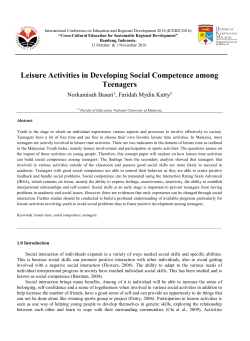 Leisure Activities in Developing Social Competence