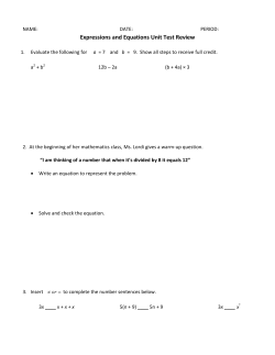 Expressions and Equations Unit Test Review