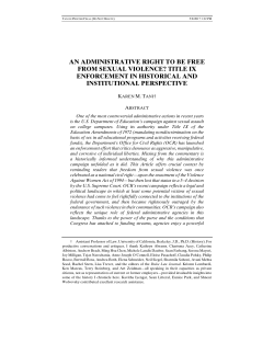 An Administrative Right To Be Free from Sexual Violence? Title IX