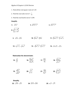 Algebra II Chapter 6.12345 Review 1. Find all the real square roots