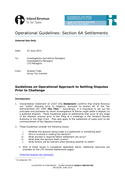 Operational Guidelines: Section 6A Settlements