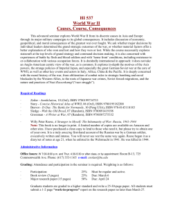 HI 537 World War II Causes, Course, Consequences