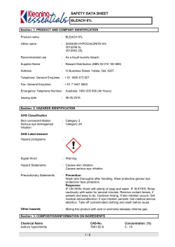 SAFETY DATA SHEET BLEACH 6%