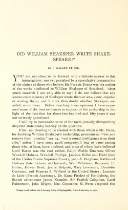Did William Shakesper Write Shakespeare?