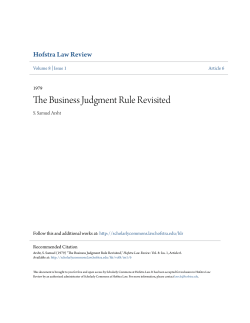 The Business Judgment Rule Revisited