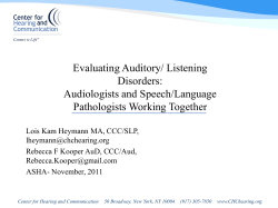 Evaluating Auditory/ Listening Disorders
