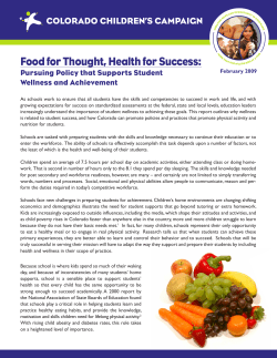 Food for Thought, Health for Success