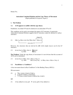 1 Danny Fox, Antecedent Contained Deletion and the Copy Theory