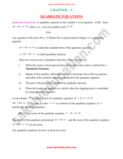 chapter - 5 quadratic equations