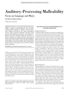 Auditory-Processing Malleability - Brainvolts