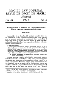 The Application of the Cruel and Unusual Punishment Clause under