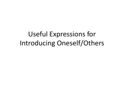 Useful Expressions for Introducing Oneself/Others