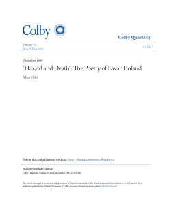 "Hazard and Death": The Poetry of Eavan Boland