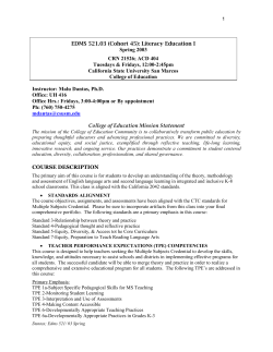 EDMS 521: Literacy Education I