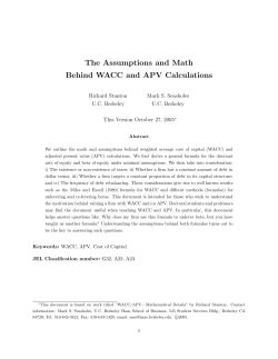 The Assumptions and Math Behind WACC and APV