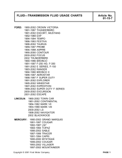 FLUID&mdash;TRANSMISSION FLUID USAGE CHARTS