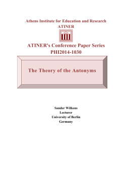 ATINER`s Conference Paper Series PHI2014