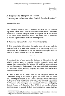 Homonyms before and after Lexical Standardization