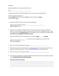 Assignment Identifying WWW sites &ndash; Using Internet Search Tools